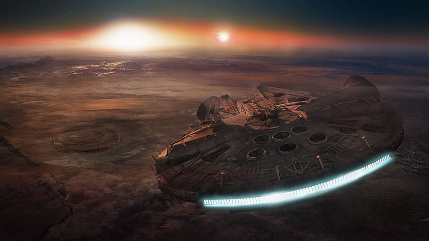 Millennium Falcon, Han Solo, Tatooine, Star Wars, Atmosfer, Latar Belakang - Wallpaper HD