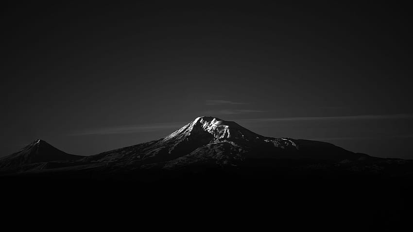 Salju Monokrom Gunung, Salju Gelap Wallpaper HD