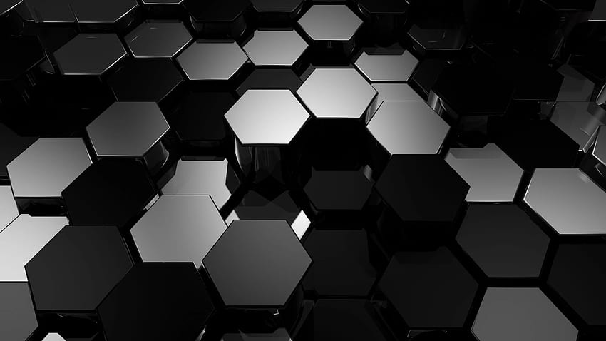 Écran large de blocs 3D hexagonaux pour l'arrière-plan. Hexagone, hexagone, hexagone rouge et noir Fond d'écran HD