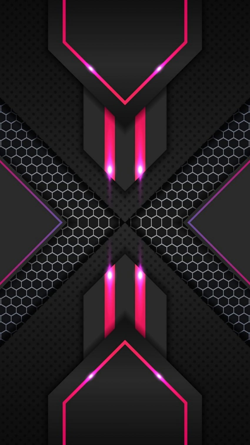 Formas de malla negra rosa, digital, tecnología, amoled, simetría, textura, genial, diseño, patrón, hotpink, resumen fondo de pantalla del teléfono
