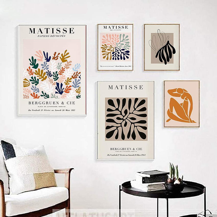 WKAQM Soyut Eğri Geometri Poster Seti Matisse Kanvas Tablo Modern Duvar Sanatı Oturma Odası Ev Dekorasyonu için 50×70cm×2 30×40cm×3 Çerçevesiz Satın Alın Online in Turkey. B08H5JFKRM, Matisse Posteri HD telefon duvar kağıdı