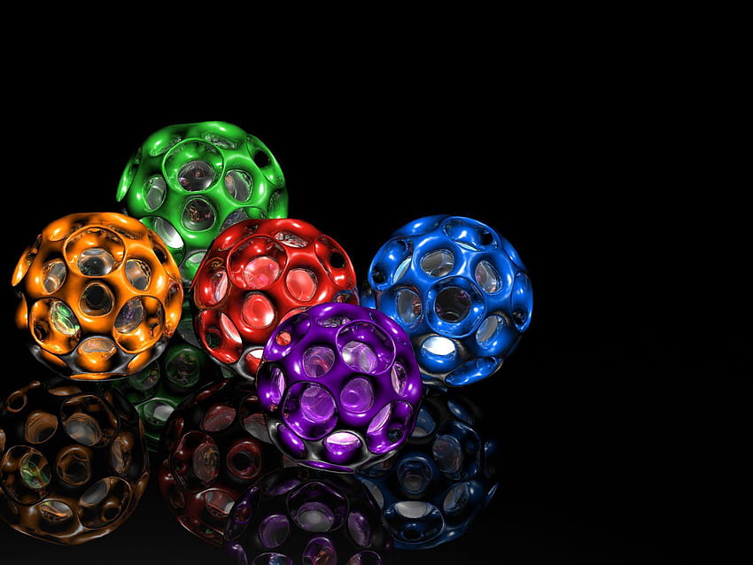 Многоцветни, пъстри, 3D, форма, топки HD тапет