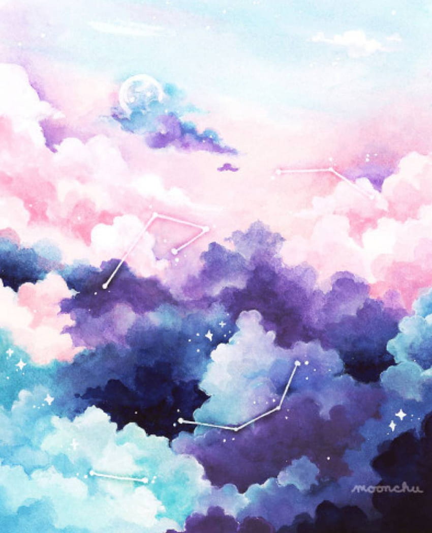Nuvens abstratas, nuvens em aquarela Papel de parede de celular HD