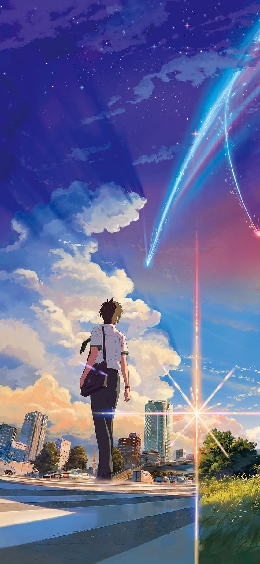 Alone , cloud, sky, natural, city, nature, boy, anime HD phone wallpaper
