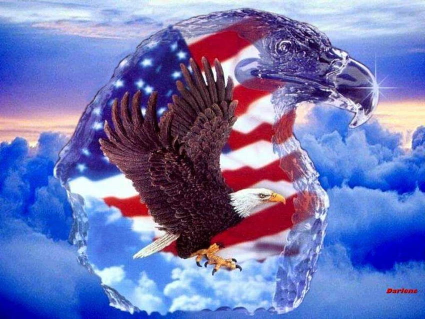 hareketli kurt ekran koruyucular. ekran koruyucu heykelimden bayrak, American Flag Eagles HD duvar kağıdı