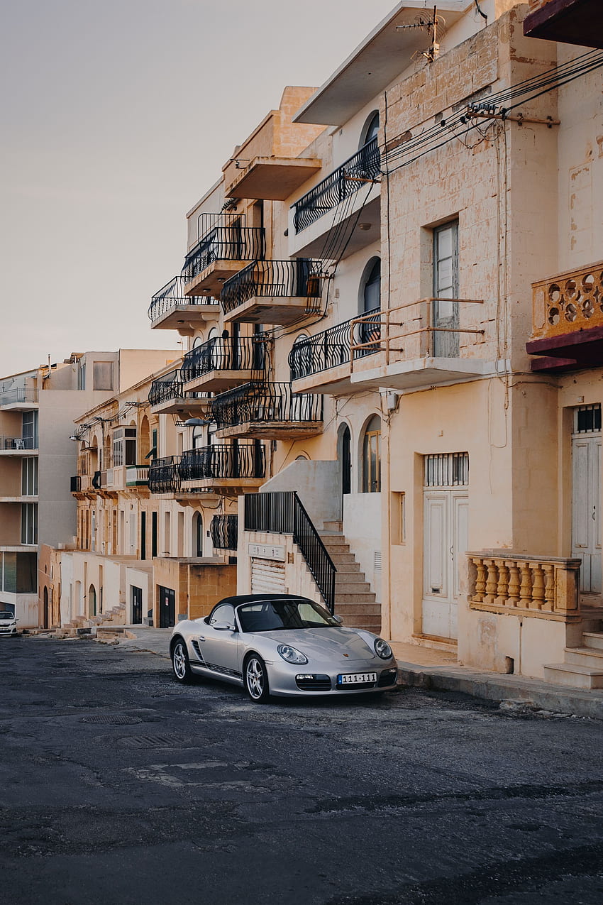 Porsche, Sports, Cars, Building, Sports Car, Facade, Street, Malta, Marsalforn HD phone wallpaper