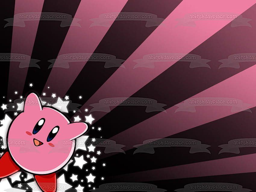 Kirby Stars Pembe ve Mor Çizgili Arka Plan Yenilebilir Pasta Topper Görüntüsü – Birtay Yeri, Purple Kirby HD duvar kağıdı