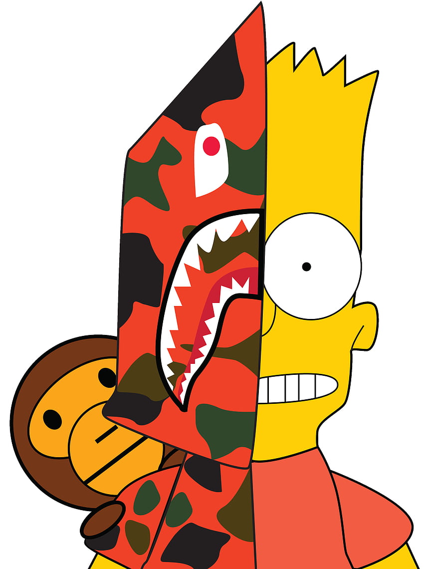 Colección de dibujos de los simpsons de Bape. en ubiSafe, Supremo BAPE Bart Simpson fondo de pantalla del teléfono