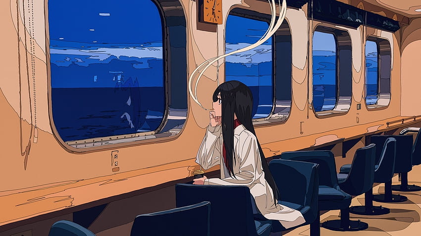 Viajar, tren, chica anime fondo de pantalla