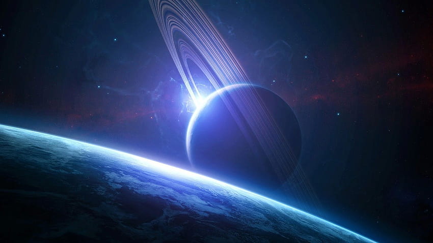 Science Fiction Planetenring Planet Weltraum. Weltall, Weltall, Planeten HD-Hintergrundbild