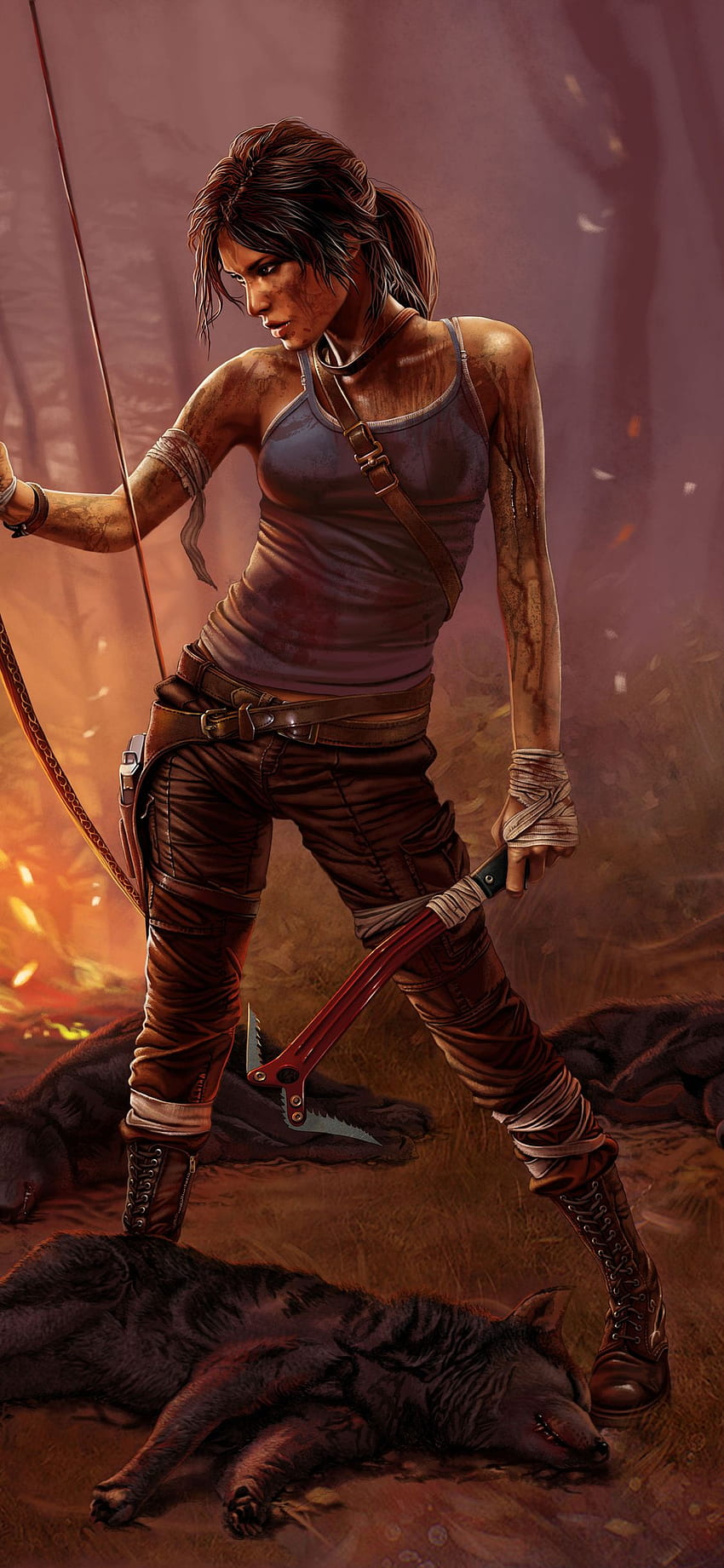 Lara Croft Tomb Raider iPhone XS, iPhone 10 fondo de pantalla del teléfono