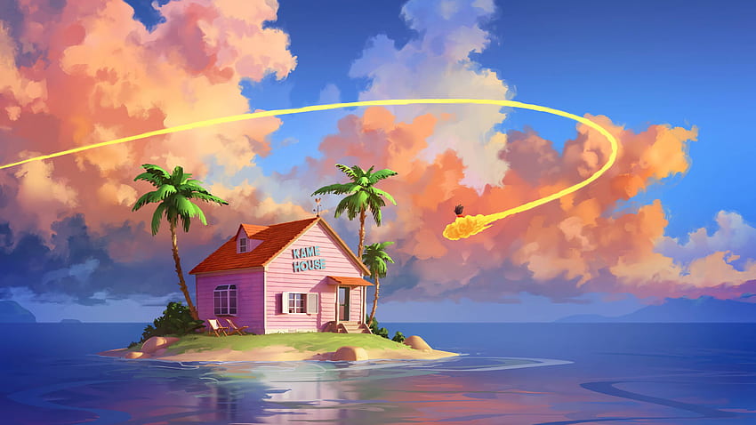 Kame House Dragon Ball Z, artysta, i tło, minimalistyczna wyspa Tapeta HD