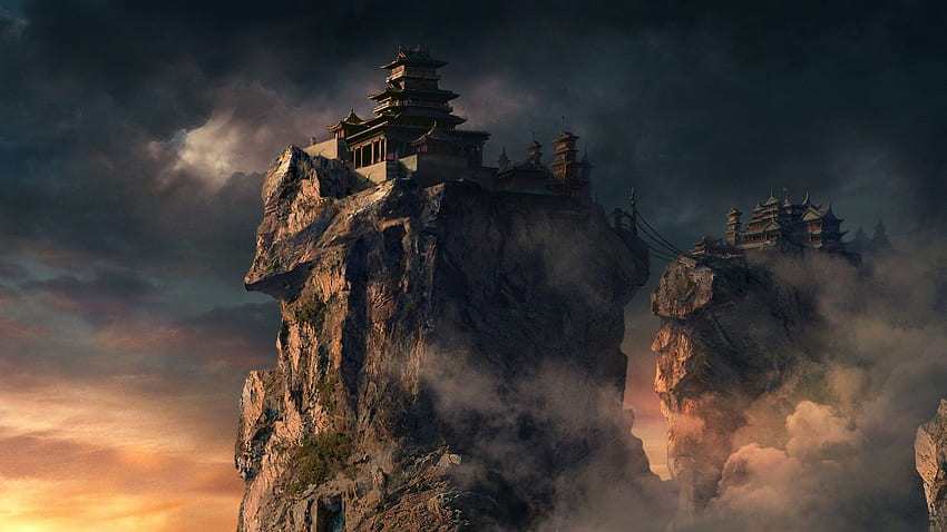 Temples ., Big Anime Landscape HD wallpaper