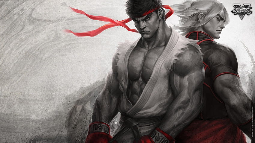 Ryu, Ken, Street Fighter V (con ). arte de videojuegos fondo de pantalla