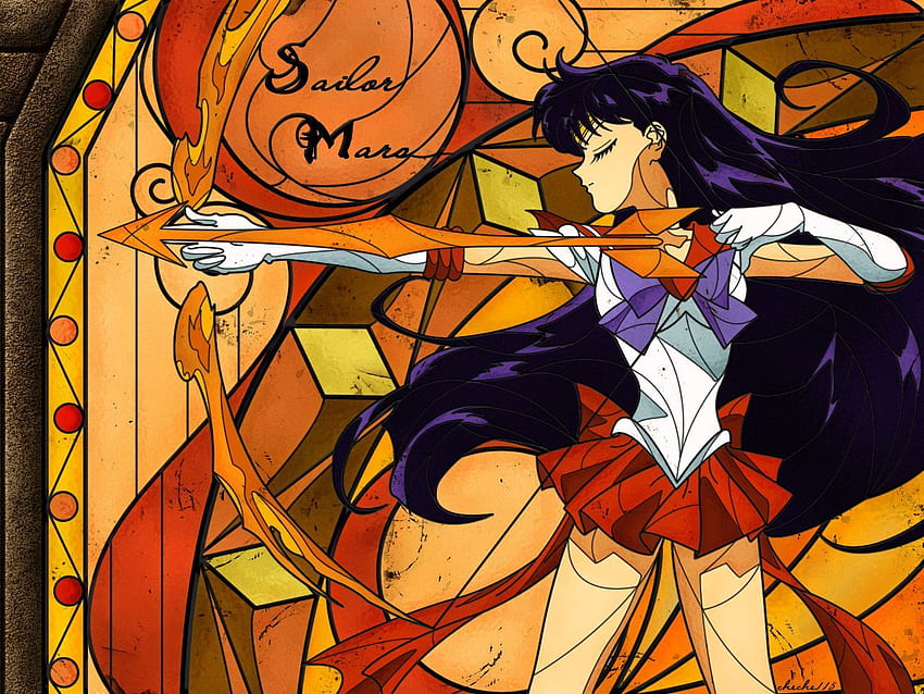 Seni kaca patri Sailor Mars. Desain. Bulan pelaut Wallpaper HD