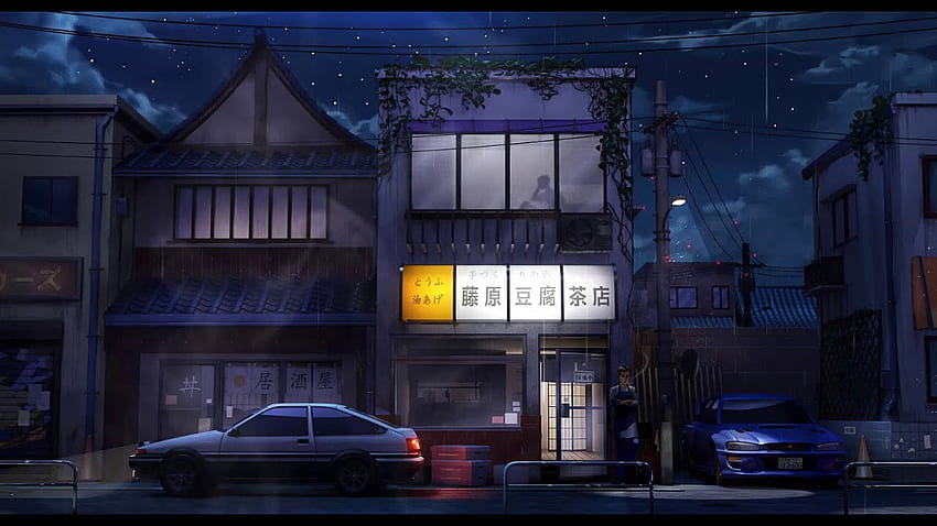 Cozy anime street, Anime Street Night HD wallpaper