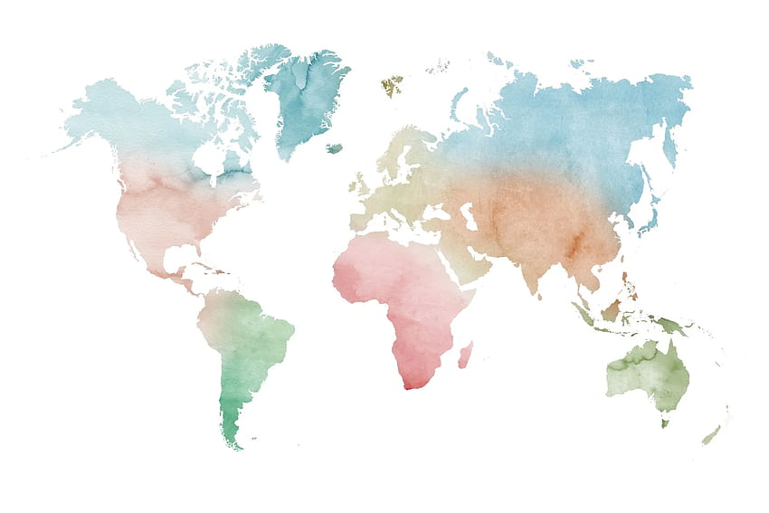 Buy Pastels watercolor world map - US shipping HD wallpaper