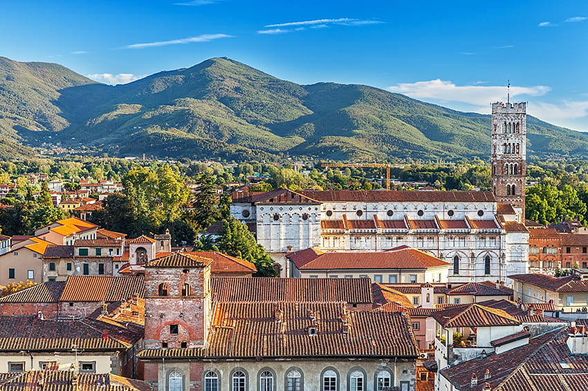 Italy Lucca, Tuscany Roof Houses Cities HD wallpaper