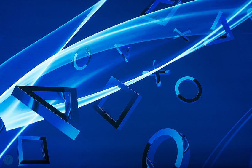 El icono del botón de Playstation volando sobre un azul - de Playstation 4 - - fondo de pantalla