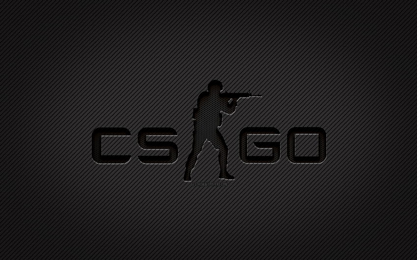 Logo in carbonio CS Go, , arte grunge, Counter-Strike, in carbonio, creativo, logo nero CS Go, marchi di giochi, logo CS Go, CS Go Sfondo HD