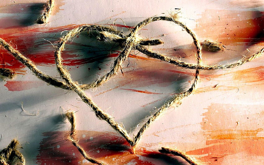 Amor, Linha, Coração, Corda papel de parede HD