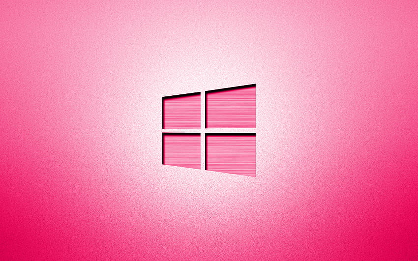 розово лого на Windows 10, творчески, розов фон, минимализъм, операционни системи, лого на Windows 10, произведения на изкуството, Windows 10 за с резолюция . Високо качество HD тапет