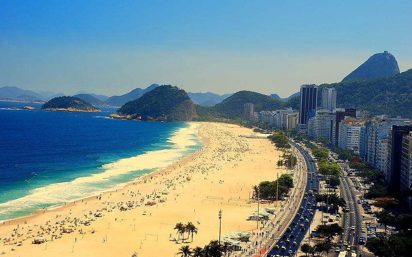 plaża, Brazylia, Rio de Janeiro, Copacabana / i mobilne tło Tapeta HD