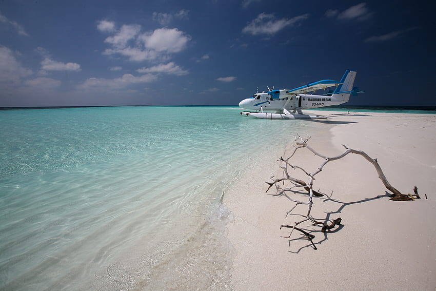 Природа, бряг, банка, самолет, самолет, малдиви, препятствие HD тапет