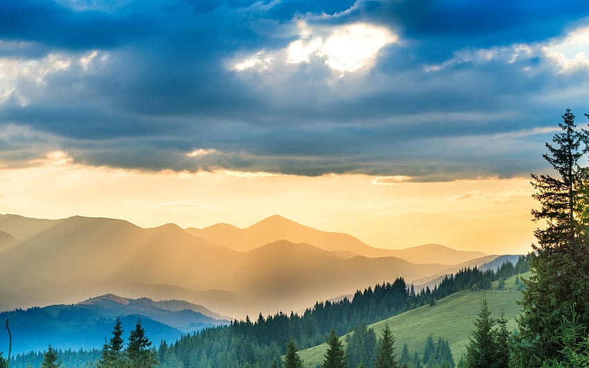 Lanskap Pegunungan Sinar Matahari Alam , Alami Wallpaper HD
