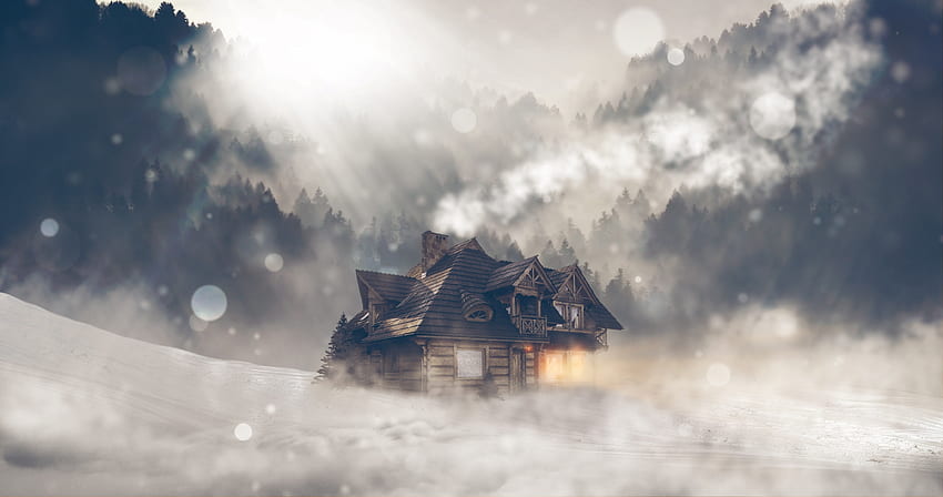 Seni, Silau, Struktur, Rumah, lompat, Badai salju Wallpaper HD