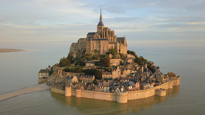 St. Michel, braun, Grafik, Michel, Antenne, Insel, Frankreich HD-Hintergrundbild