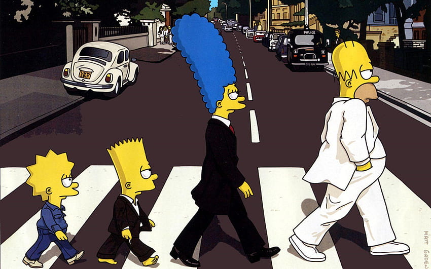 The Simpsons Abbey Road, The Beatles Abbey Road HD wallpaper