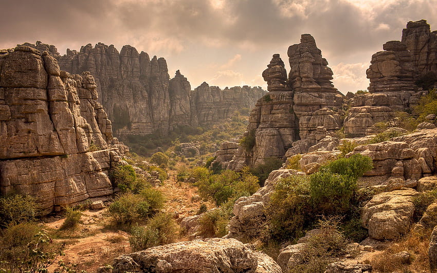 Antequera Mountains, spain, beautiful, rocks, clouds, nature, sky, antequera, mountains HD wallpaper