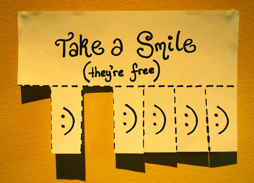 Take a Smile, words, abstract, graphy, smile HD wallpaper