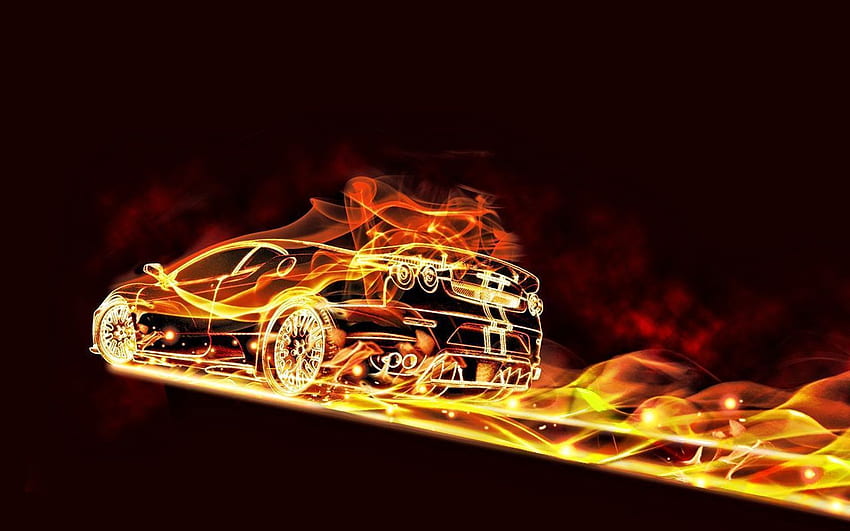 Abstract Car, Car with Flames HD wallpaper