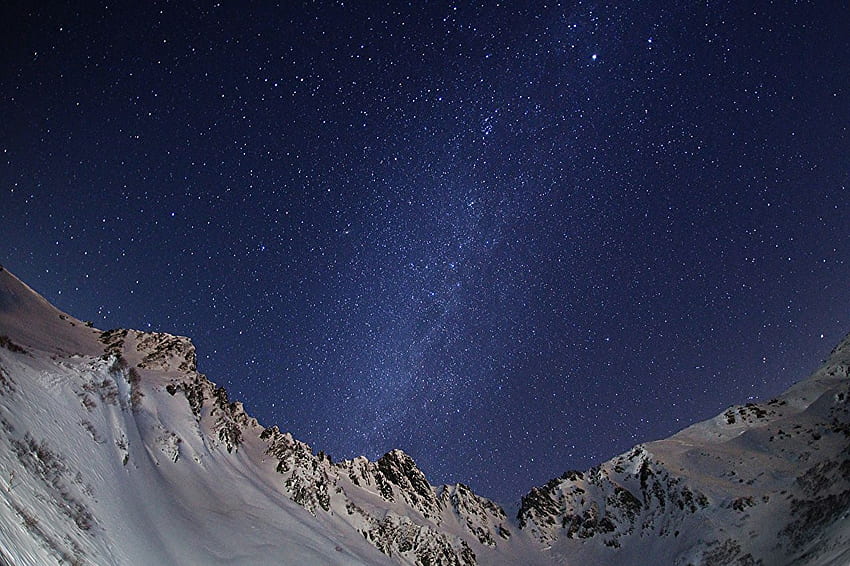Stars Space mountain Sky Snow night HD wallpaper