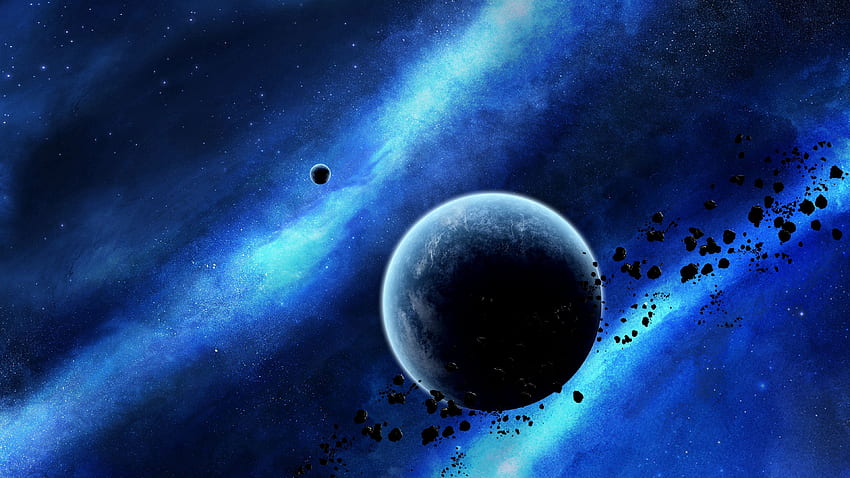 Вселена, сияние, планета, астероиди HD тапет