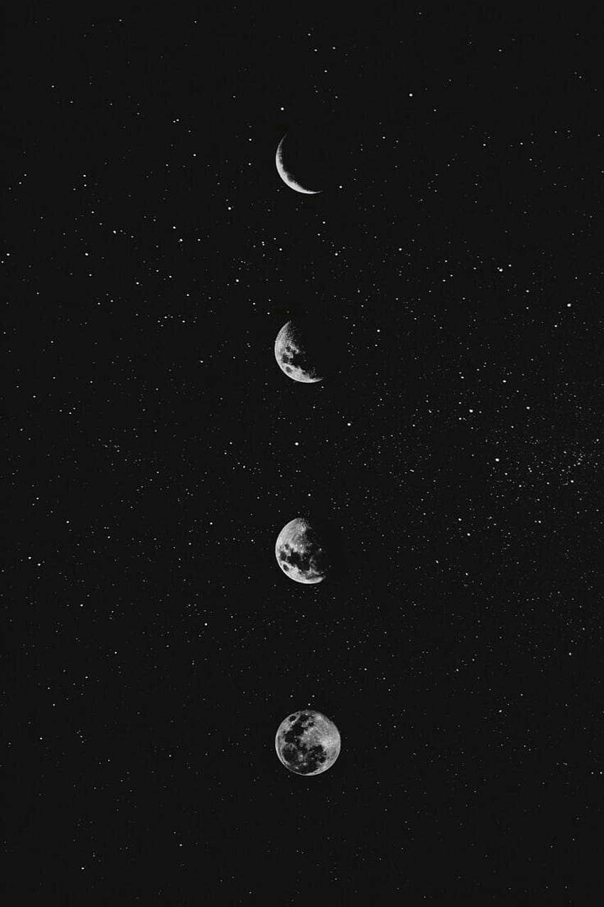 black moon space stars, Crescent Moon and Star HD phone wallpaper