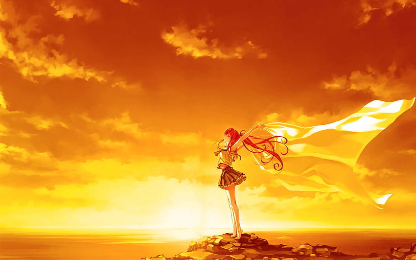 Sifat emas yang dibuat oleh matahari - gadis anime tertiup angin. Anime, Ultra Hitam DiMeo Wallpaper HD