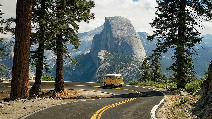 Yosemite ile bir araba yolculuğu, eğlence, havalı, doğa, Yosemite, orman, dağ HD duvar kağıdı