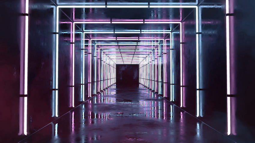 Reflection, Shine, Light, , , Neon, Corridor, Tunnel HD wallpaper