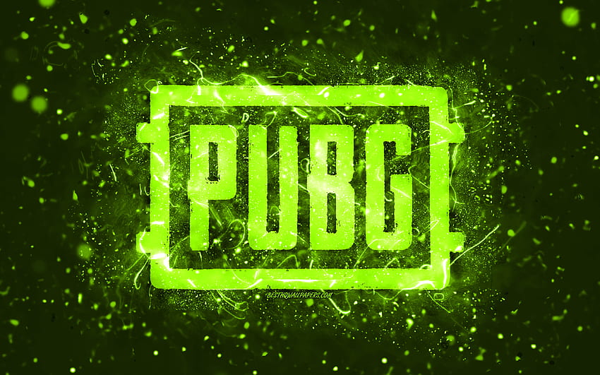 Pubg lime logo, , lime neon lights, PlayerUnknowns Battlegrounds, creative, lime abstract background, Pubg logo, online games, Pubg HD wallpaper