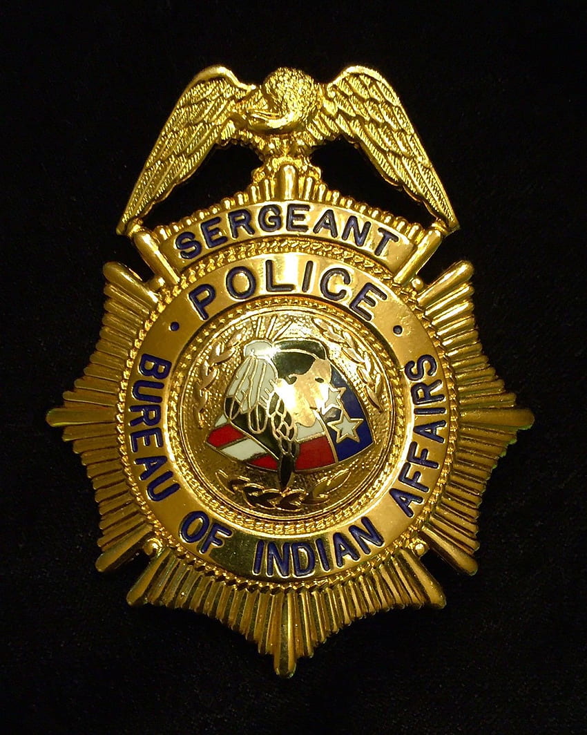 Sargento de policía, Oficina de Asuntos Indígenas. Placa de policía, servicio de policía indio, sargento de policía fondo de pantalla del teléfono