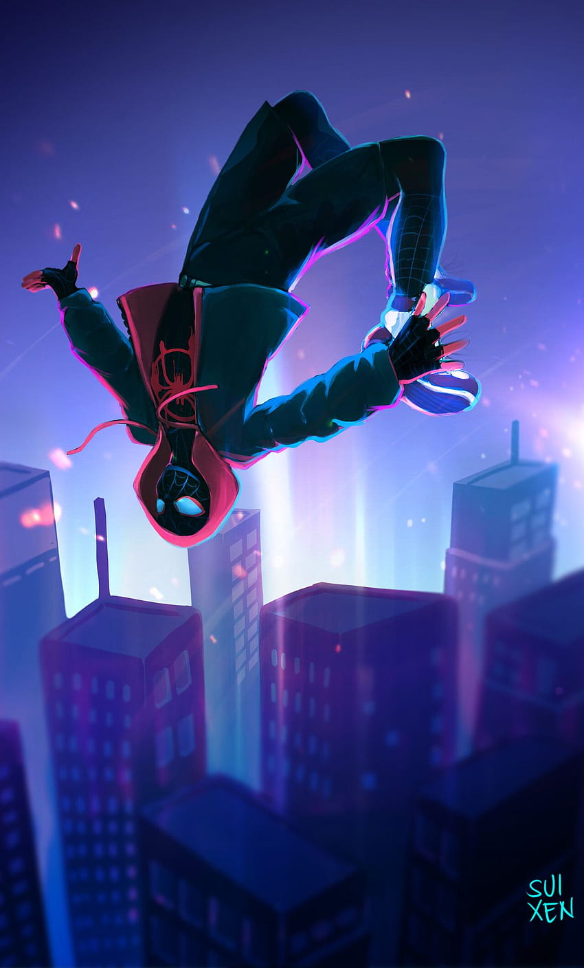Miles Morales Falling Off iPhone , , Background, and HD phone wallpaper