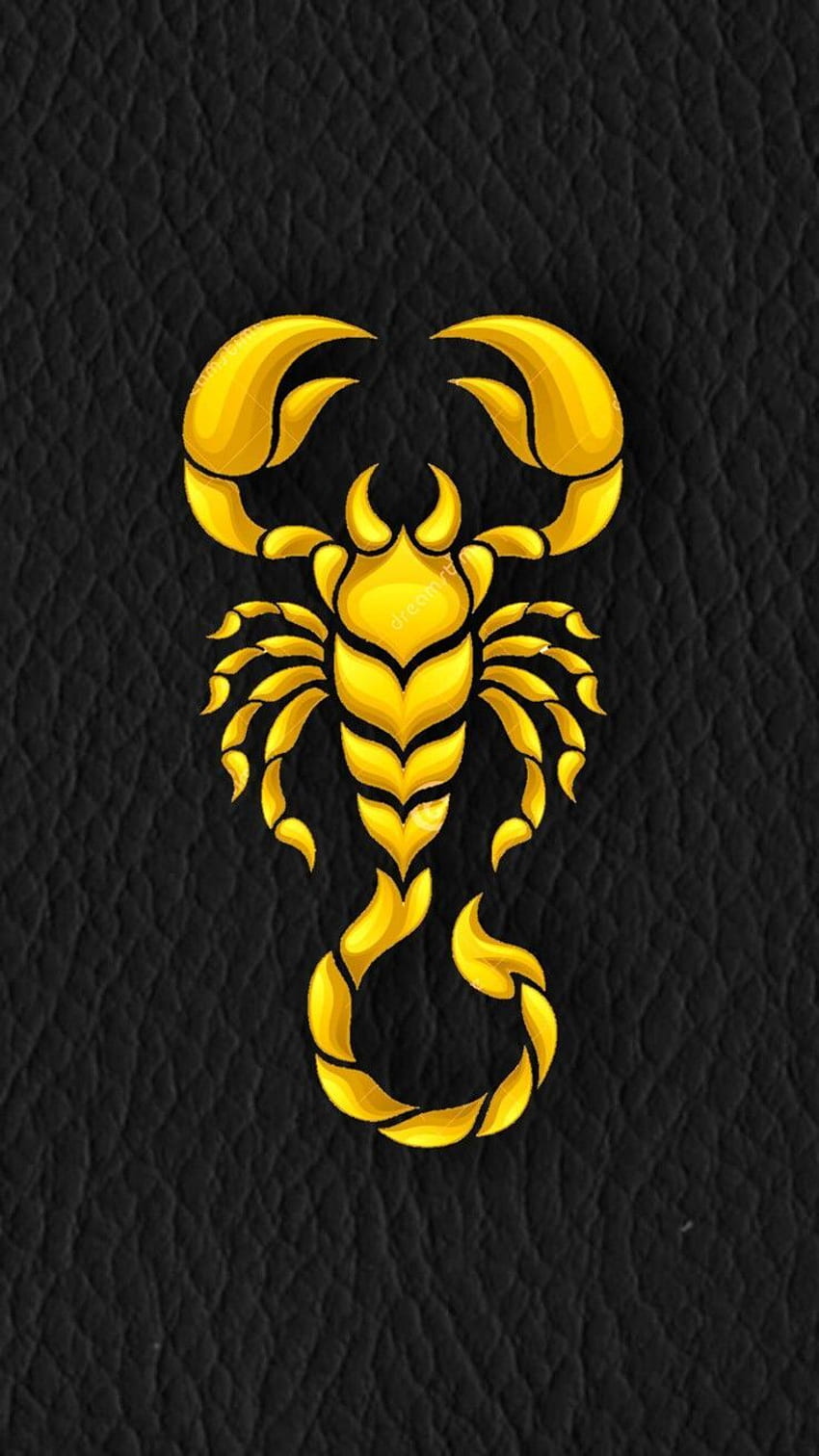 Wielki złoty skorpion na miękkim czarnym skórzanym iPhonie, Skorpiony Tapeta na telefon HD