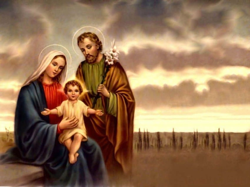 Santo de Jesus Cristo, Maria e José, Mãe Maria e Jesus papel de parede HD