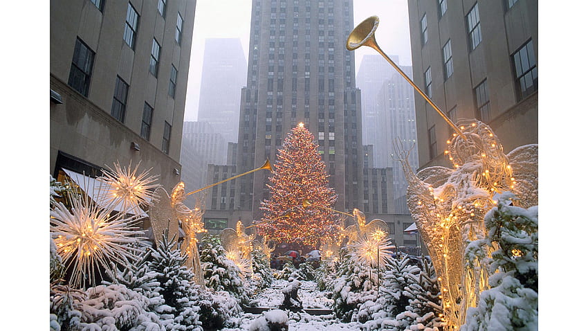 Rockefeller ağacı New York'u aydınlatıyor, Rockefeller Noel Ağacı HD duvar kağıdı