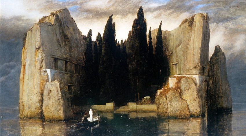 arnold boecklin-island of the dead third version, painiting, color HD wallpaper
