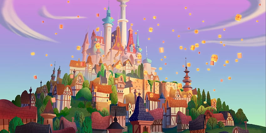 Lo hacen todos los años para celebrar el cumpleaños de la princesa. ¿Y crees que seguirán manteniendo esta tradición para siempre? Serie “Paisaje de Rapunzel's Tangled Adventure”: Tangled, Tangled Castle fondo de pantalla