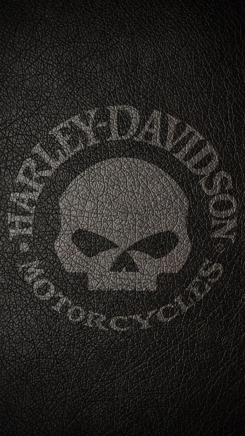 Teléfono de cuero Willie G Skull, Harley-Davidson Skull fondo de pantalla del teléfono